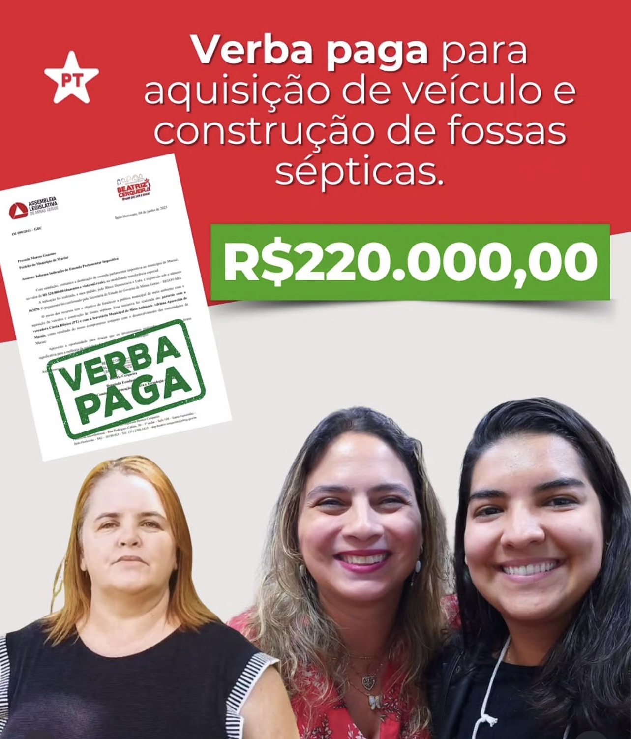 Muriaé recebe R$ 220 mil para fortalecer políticas ambientais com articulação do PT